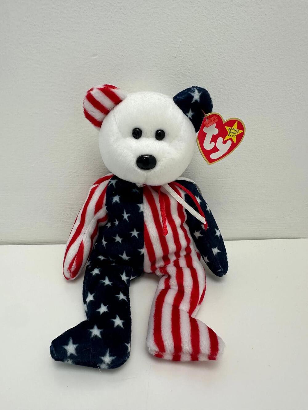 Ty Beanie Baby “Spangle” the USA Bear White Face Version! (8.5 inch)